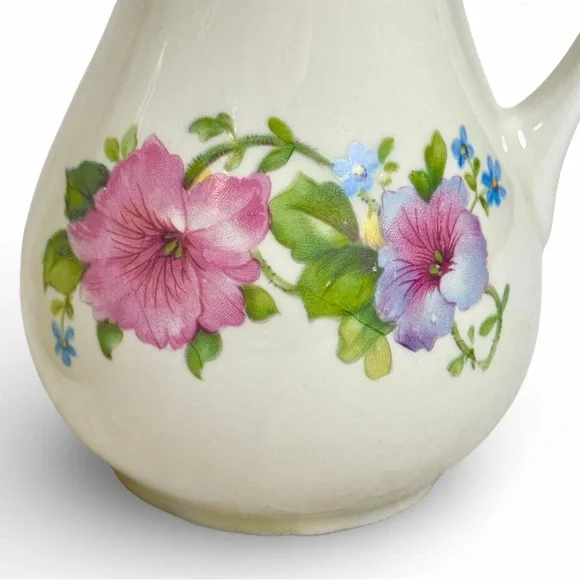 Vintage Hall China Morning Glory Sugar Flour Shakers Set Handles Floral Kitchen - Picture 4 of 8